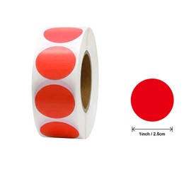 2000 Pcs Dot Stickers 25mm Small Stickers Circle Round Removable Color-Code Dots Stickers Label Sticker for Office Scrapbooking Gift Bags Envelope, 500Pcs/Roll, 4 Colors (Red, Pink, Yellow, Green)
