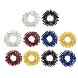 SAFIGLE 10Pcs Acupressure Finger Massage Ring Durable and Versatile for Reducing Fatigue and Enhancing Focus Silver Black Blue and Red