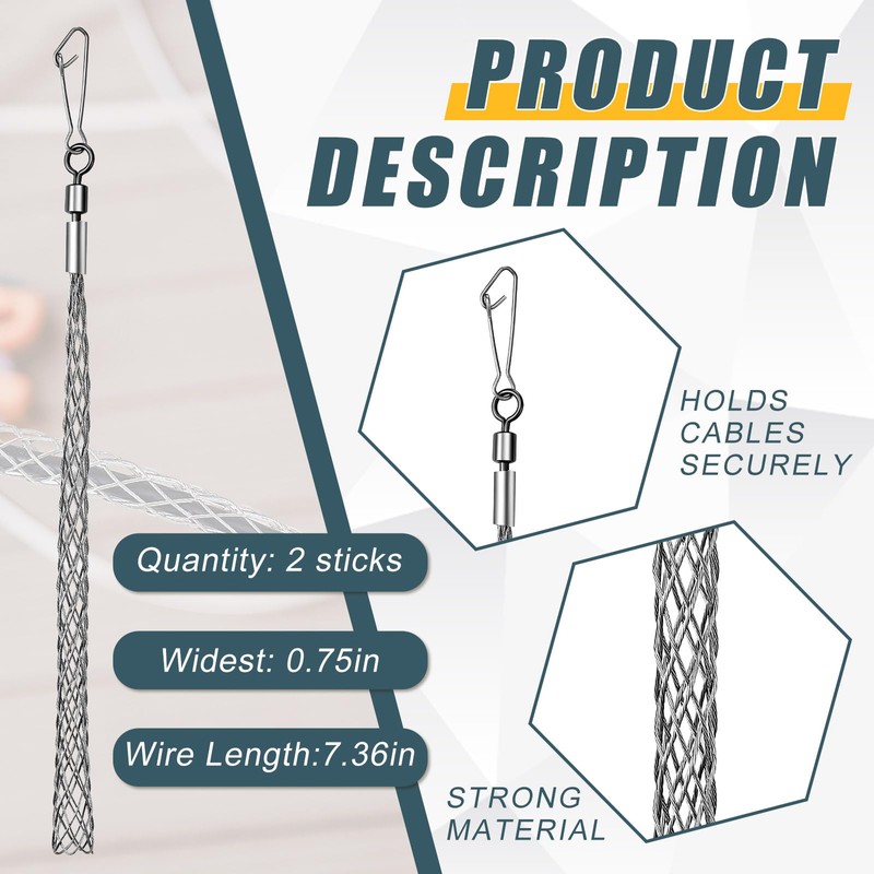 Gisafai 2 Pcs 3/4 in Wire Pulling Grip Mesh Metal