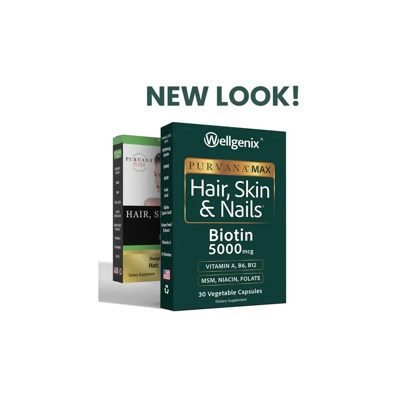 Wellgenix Purvana Max 5000mcg Biotina Para Cabello Y Piel
