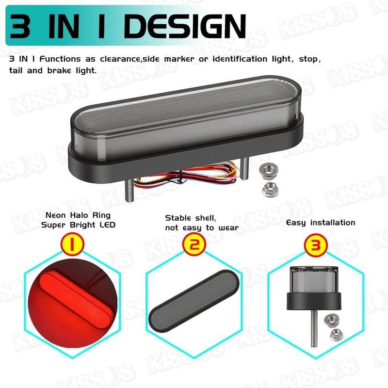 Fiber LED Rear Marker Lamp Tail Lamp 12V 24V Compatible