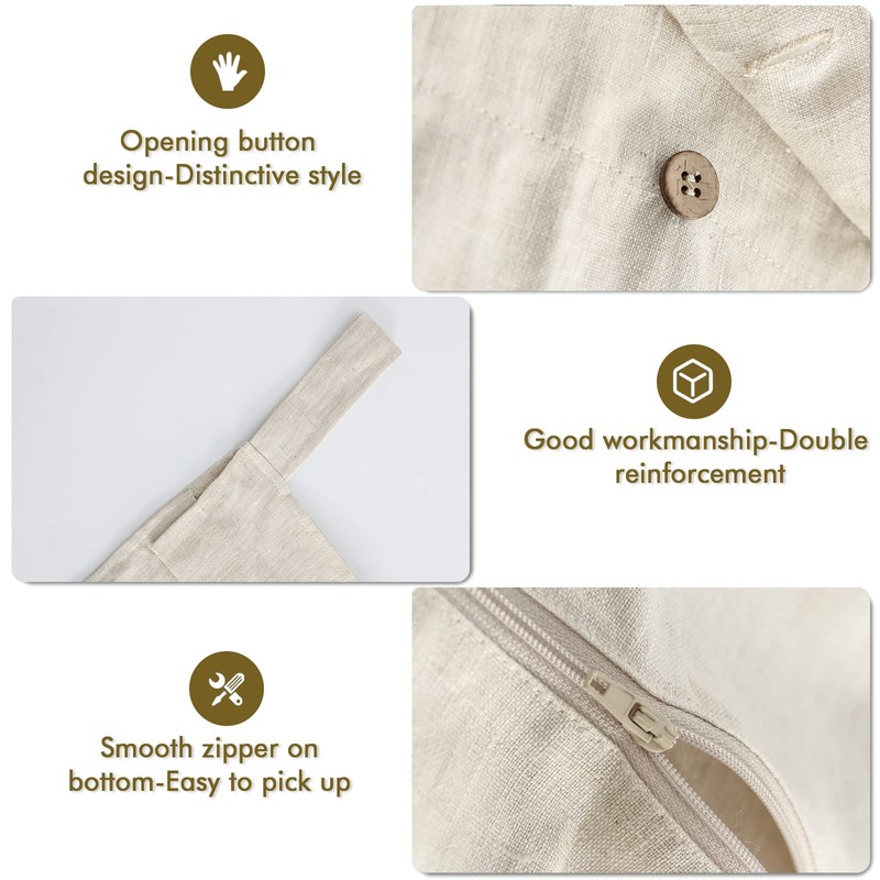 Linen Hanging Laundry Bag, 100% Linen Over The Door Laundry