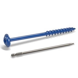 LIONMAX #8 x 2-1/2 Inch Pocket Hole Screws Exterior, 195 PCS Pocket Wood Screws with Coarse Thread, Blue Coated, for Outdoor Use, Self Tapping, 150MM Drive Bit Included