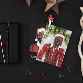 Cream of Culture Stationery Black Santa Holiday Greeting Card Boxed Set