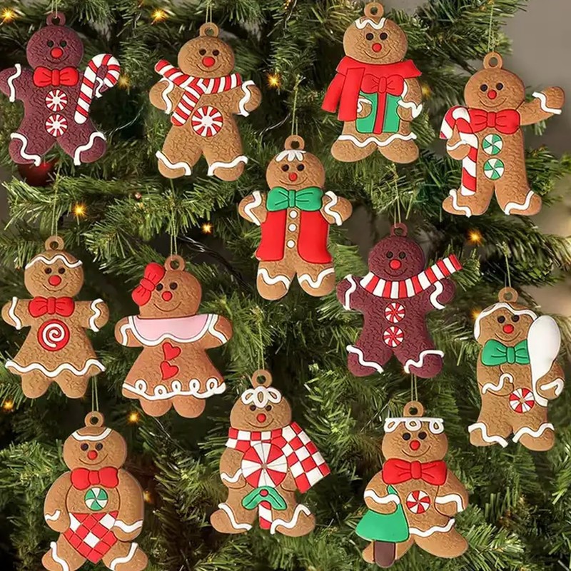 Christmas Tree Decorations with Lanyard, Gingerbread Men for Christmas Tree