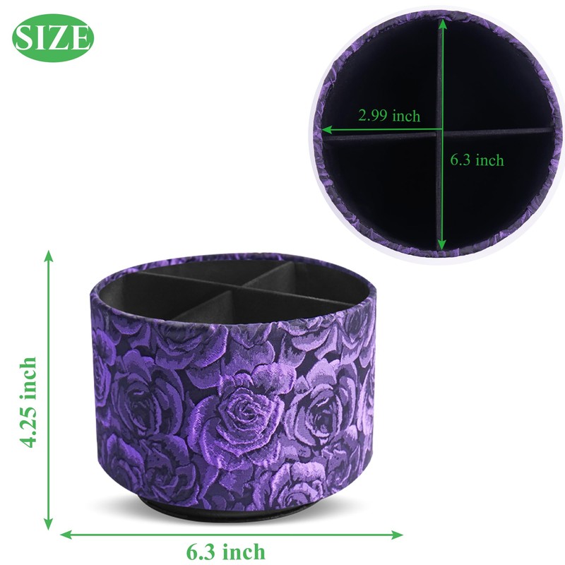 QIELIZI Round Leather Art Supply Organizer,Remote Control Holder,360 Degree Rotating,Multi-Functional