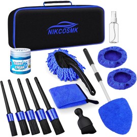 Herramienta de limpieza de parabrisas, 15 piezas de kit de detalles de interiores de automóvil, kit de limpieza de interiores, cepillos de detalles de automóviles, gel de limpieza de automóviles,