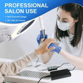 Portable Nail Drill Electric File, Professional Efile 35000RPM Manicure Drill Machine Pedicure Tools for Acrylic Nails Dip Powder Gel Nails (6 Nail Drill Bits/Tips)