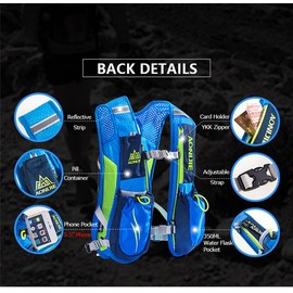 5.5L Lightweight Hydration Backpack Hydration Vest Outdoors for Trail Marathoner Running Race (Grey With 2 250ml Water Bottles)