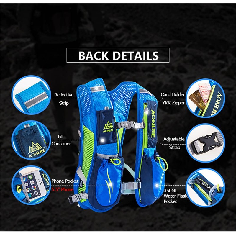 5.5L Lightweight Hydration Backpack Hydration Vest Outdoors for Trail Marathoner