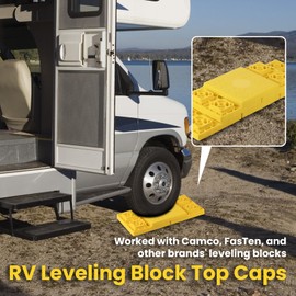 SheeChung RV Leveling Block Top Caps, RV Stabilize Jack Pads with Non-Slip Texture, Leveling Block Cover for Camper and Trailer, Prevent Sinking & Sliding, 4 Pack