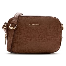 Lazarotti Bologna Women's Leather Shoulder Bag, Adjustable Shoulder Strap, Medium Crossbody Bag, 19 cm, brown