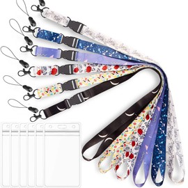 Foshine Lanyard with Badge Holder Lanyards 6 Pack White Black Lanyards for id Badges Holder Rose Neck Office Cruise Lanyard for Keys Women Men id Lanyard Card Holder Waterproof