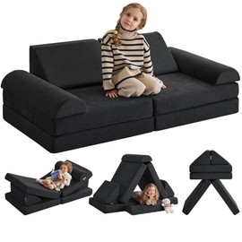 Erigiak 2024 Kids Couch Play Couch Large, Miss Fabric Modular Foam Couch Floor Sofa Soft Play Equipment for Kids, Convertible Sofa Couch and Kids Playhouse