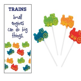 Train Party Supplies Lollipops Suckers with Bookmarks (12 Sets)
