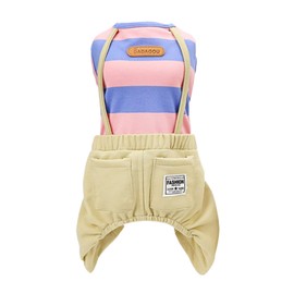 Izefia Dog Shirt Clothes Stripe Shirts 4 Legs Casual Shirt Overalls Cool Summer Spring Autumn Tank Top Vest for Small Dog Puppy Cat (Pink, M)