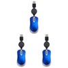 Veumoie 3-Pack Wired Optical Mouse, USB, Blue, Portable, Retractable Cord,