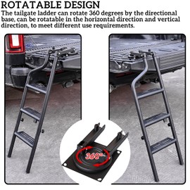 POKIAUTO Universal Foldable and 360° Rotatable Tailgate Ladder for Pickup Truck, Quick Use, Heavy Duty 45" Folding Tailgate Step Ladder with Lock Device Fit for Pickup Truck Accessories