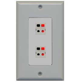 RiteAV - 2 Port Speaker Decorative Wall Plate - Gray - Bracket Included