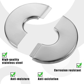 Patelai 12 Pieces Wall Split Flange Stainless Steel Round Escutcheon Plate Pipe Cover Decoration PEX Pipe, Chrome Finish(28mm)