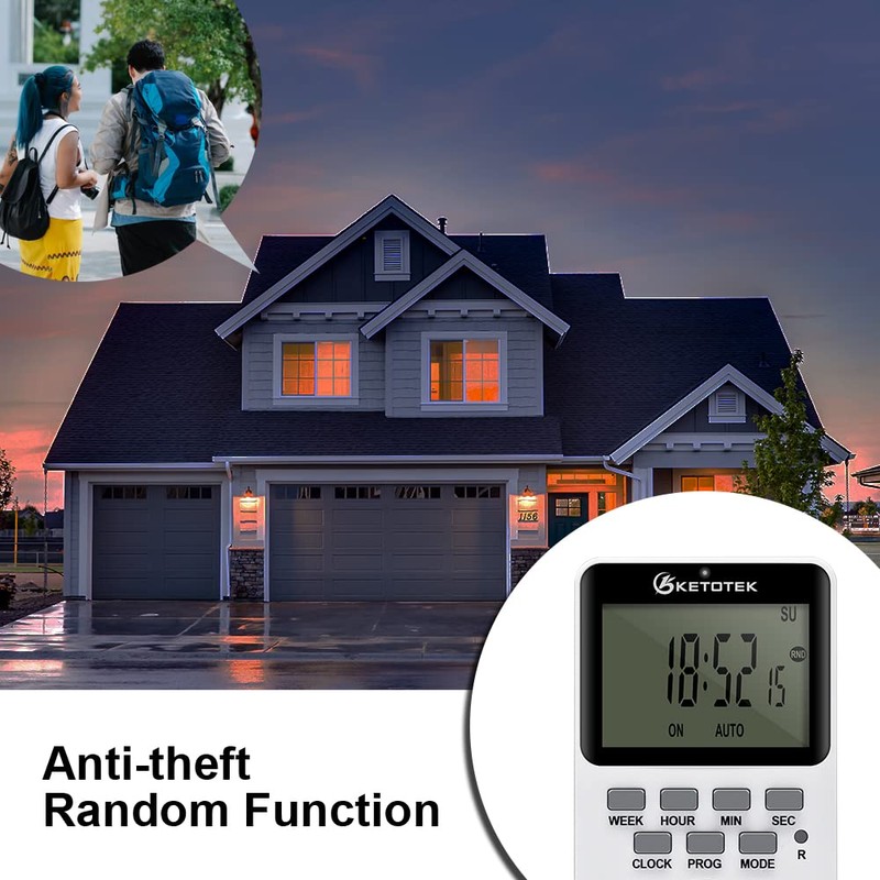 KETOTEK Digital Plug in Timer Socket 20 On/Off Programmable Timer