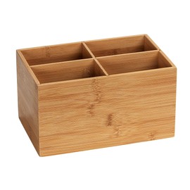 Wenko Bamboo Organiser Terra 3 Compartments -Storage Box, Bathroom Basket, Bamboo