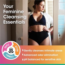 vH essentials, Jabón femenino diario con pH balanceado, con aceite de árbol de té y prebiótico, 6 onzas líquidas, (Paquete de 1) 54306 Clear
