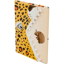 MONUMI - Document Folder A4 with Animal Pattern, Document Bag A4 for Children, Document Folder A4 for Filing Elastic Closure, Document Sleeves for Classroom Organisation: Leopard