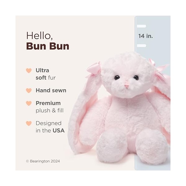 Bearington Bun Bun The Plush Easter Bunny, 14 Inch Pink