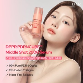 DPPR PDRNCUBE Middleshot 2000 Serum, Facial Serum for Daily Skin Care, Glass Skin, Pink Collagen Serum for Glowy Skin, Serum for Smile Lines, Korean Skincare, Niacinamide(1.01 fl.oz / 30ml)