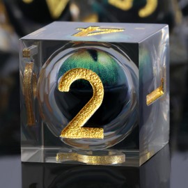 Dragon Eye Resin DND Dice DNDND Sharp Edge Resin D&D Die with Gift Case for Dungeons and Dragon Game (Green Dragon Eye)