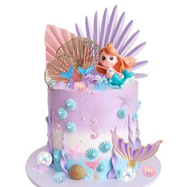 Mermaid Cake Toppers Under the Sea Mermaid Tail Cake Decorations for Birthday Baby Shower Party Supplies (Style 1)