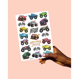 xo, Fetti xo, Fetti Monster Truck Party Supplies Temporary Tattoos - 42 Metallic Styles | Trucks, Big Cars, Finish Lines + Flames