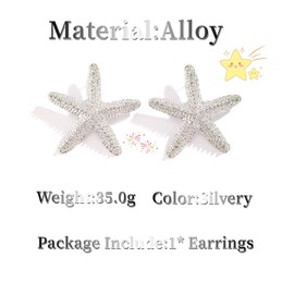 Beach Ocean Wind Party Starfish Earrings，European And American Minimalist And Fashionable Earrings，Geometric Star Holiday Earrings(Silvery)