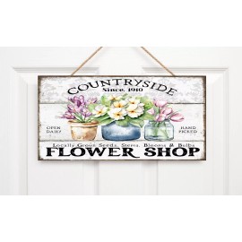 Twisted R Design Country Side Flower Market Farmhouse Printed Handmade Wood Sign