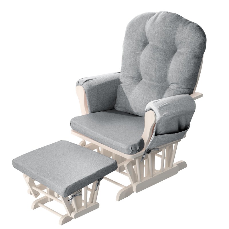 HOMBYS Glider Rocker Replacement Cushions with Storage Side Pocket,Linen-Like Fabric,