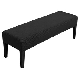 SPRINGRICO Stretch Dining Bench Cover, Removable Bench Slipcover Washable Bench Seat Protector Rectangle Bench Cover for Dining Room, Living Room, Bedroom, Kitchen (S1-Black)
