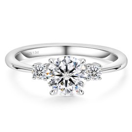 KRKC&CO Engagement Ring Women's Moissanite Rings, 0.5/1/1.5 Carat Diamond Solitaire Ring, VVS1 D Colour, 925 Silver White Gold Wedding Ring, Engagement Anniversary Gift for Women