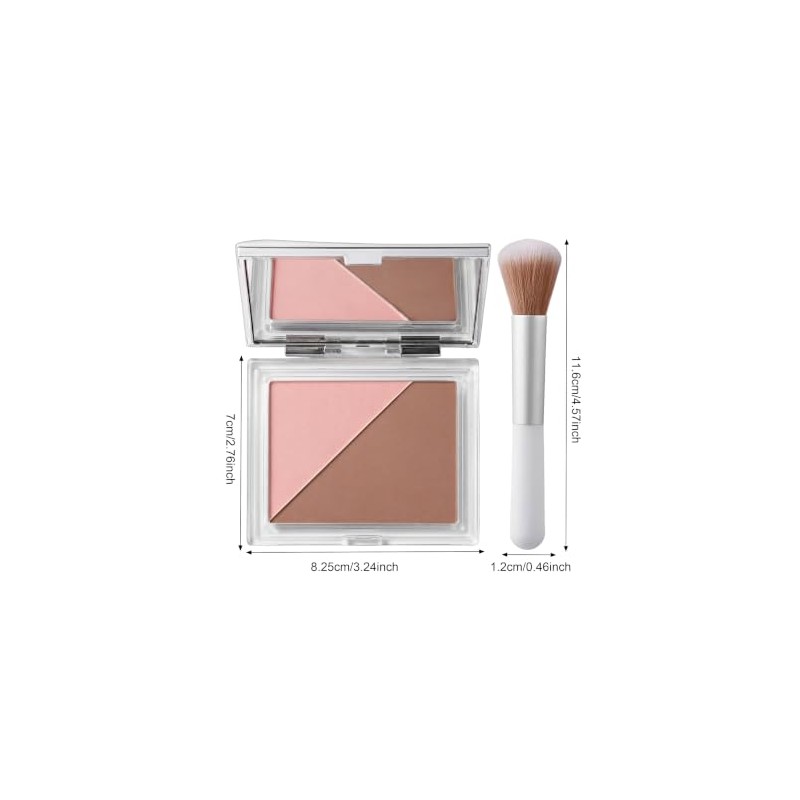 Erinde 3 tonos Cosmetics Powder Blush Palette Mate,01