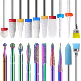 Homeet Pack of 20 Ceramic Nail Cutter Attachments Bits Diamond Professional Nail Cutter Attachments Removal Gel Acrylic Cuticle Tungsten Carbide Nail Drill for Manicure Pedicure