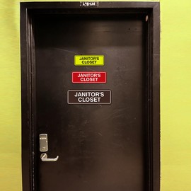 Signs ByLITA Standard JANITOR'S CLOSET Sign with Adhesive Tape (Blue) - Large 10 Pack