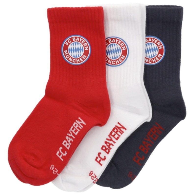 FC Bayern München Calzini per bambini, confezione da 3 pezzi,