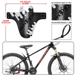 FETESNICE 2 Stück Kohlefaser Textur Mountainbike Schutzblech MTB Fahrrad vorne hinten Kotflügel DH Radfahren 24/26/27,5/29 Schutzbleche Mountainbike (Silber-C)