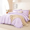 PERFEMET Lavender Ruffled Full Comforter Set Purple Ruffle Comforter Shabby