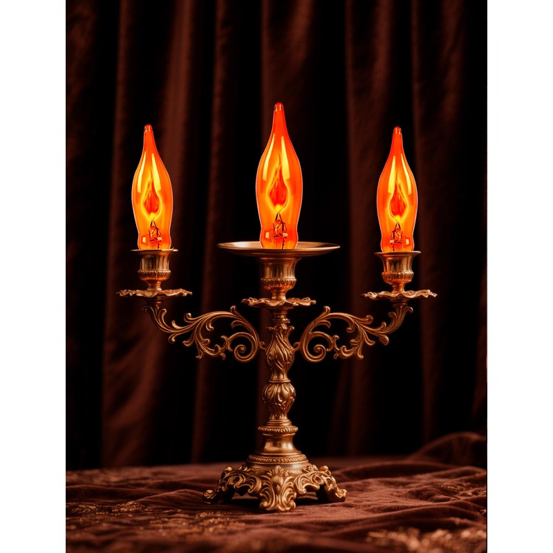 Halloween Orange Flicker Flame Light Bulbs, C18 Incandescent Replacement, 1