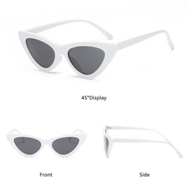 Long Keeper Retro Cat Eye Sunglasses for Women Trendy Small Slim Triangle Cateye Sun Glasses Vintage Shades UV400 Protection