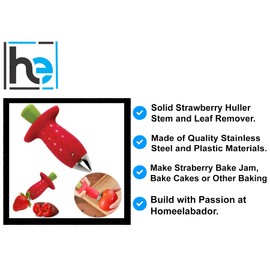 Strawberry Huller Stem and Leaf Remover Tomato Stem Remover Stainless Steel Fruit Vegetable Top Stem Corer Pit Remover by Homeelabador