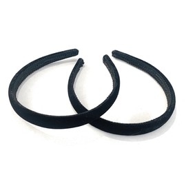 2 x Velvet Girls School Headband Alice band Hair Accessories - UK (Black)