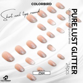 COLORBIRD Z564 Nail Tips, Short, 24 Pieces, Pink, Nail Tip, Cute, Point, Round