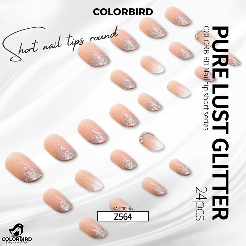 COLORBIRD Z564 Nail Tips, Short, 24 Pieces, Pink, Nail Tip,